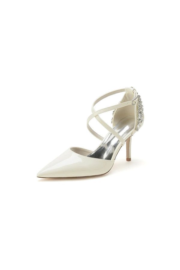 Black Elegant High Heels with Crossover Straps and Transparent Heel - KissProm