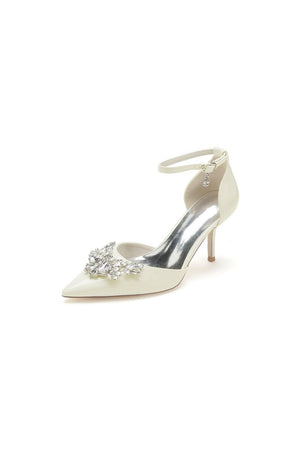 Black Elegant High Heels with Crystal Embellishment - KissProm