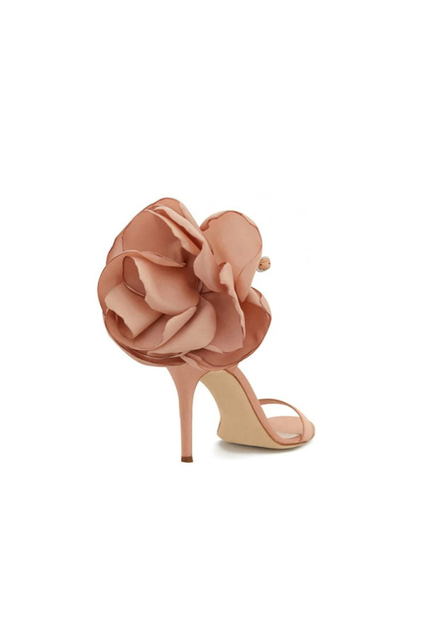 Black Flower Embellished High Stiletto Heel Sandals - KissProm