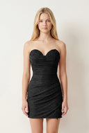 Black Glitter Sweetheart Tight Short Homecoming Dress with Appliques - KISSPROM