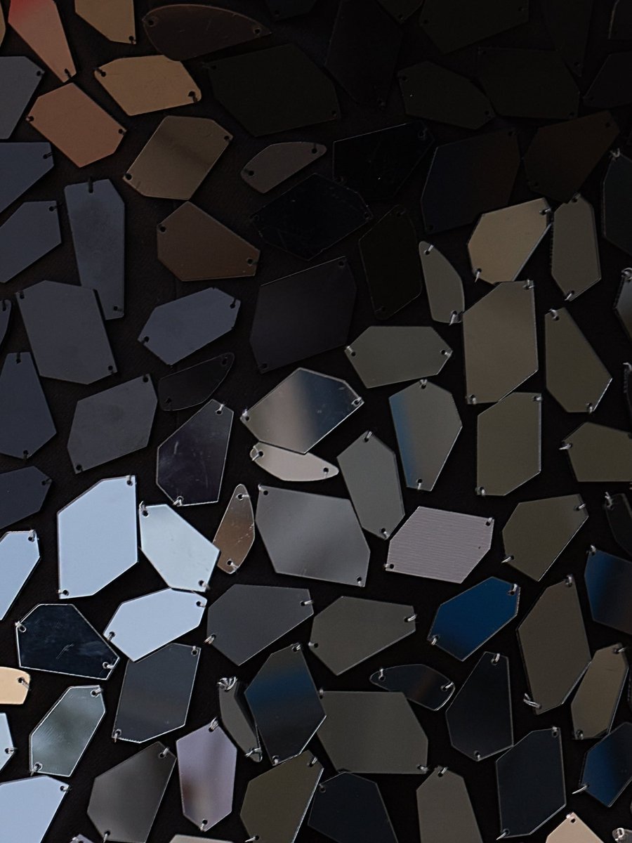 Mina | Black Gradient Cut Glass Mirror One-Shoulder Short Dress