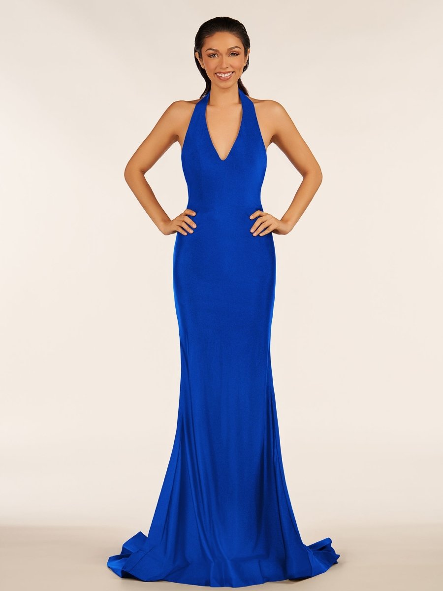 Simple Black Halter Backless Mermaid Long Prom Dress Royal Blue / 8 Simple Black Halter Backless Mermaid Long Prom Dress Royal Blue / 8