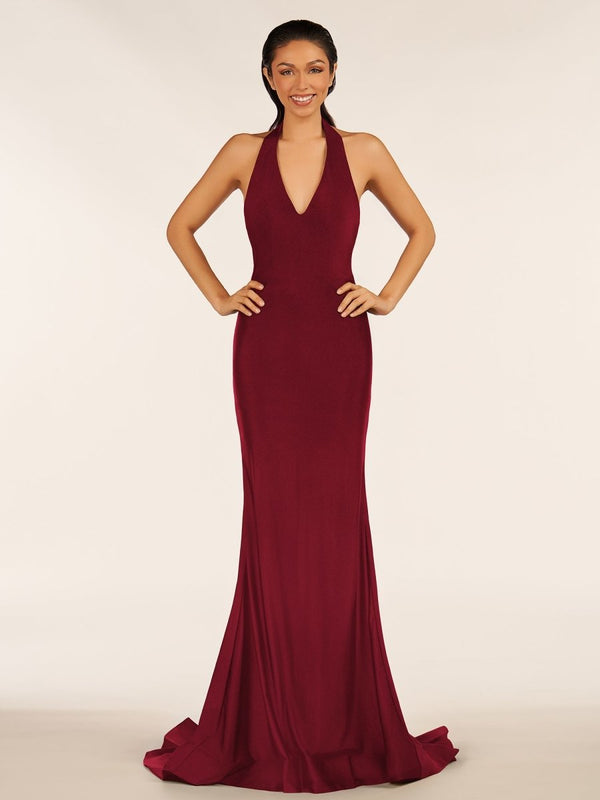 Simple Black Halter Backless Mermaid Long Prom Dress