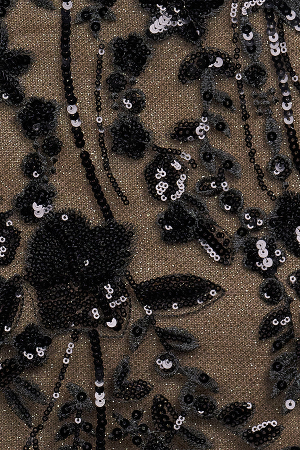 Black Halter Mermaid Sequined Long Prom Dresses With Cape