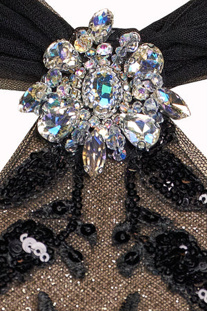 Black Halter Mermaid Sequined Long Prom Dresses With Cape