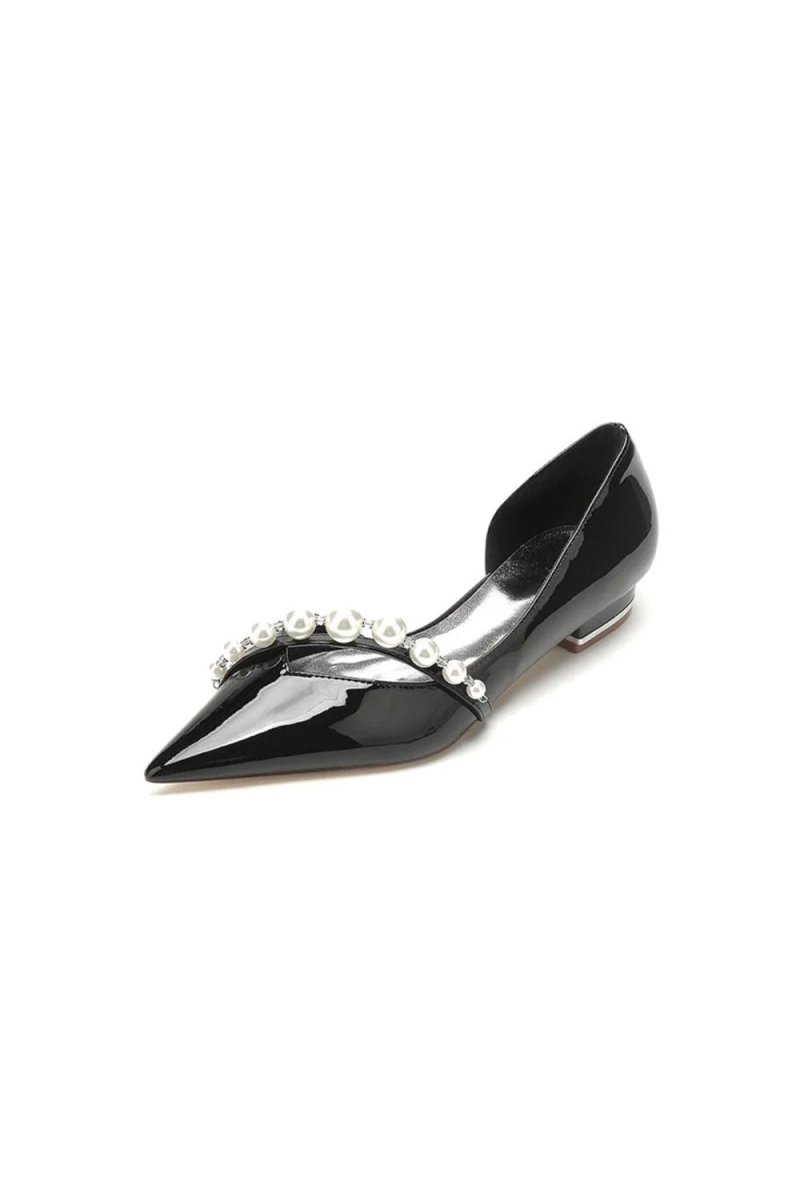 Black High Heels with Pearl and Rhinestone Embellishments - KissProm