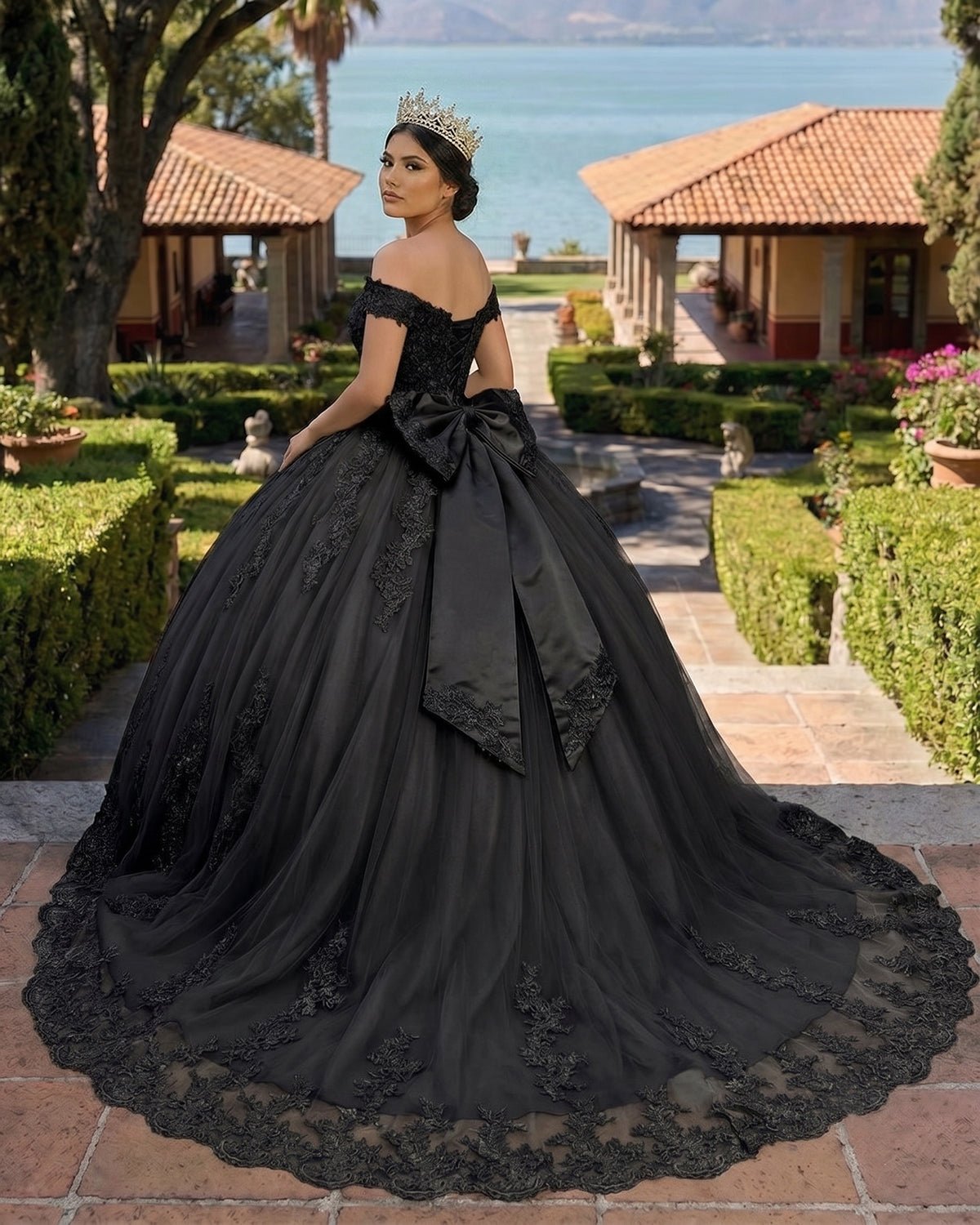 Lace Tulle Sage Applique Off Shoulder Quinceanera Dresses