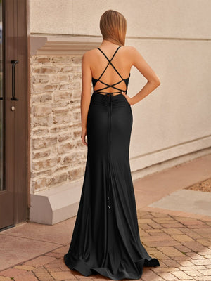 Elisabeth | Mermaid Spaghetti Straps Jersey Prom Dress with Slit