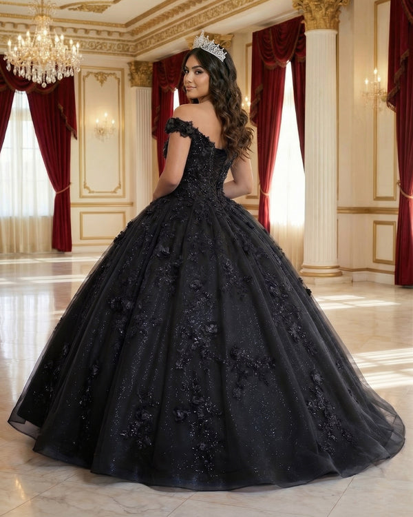 Black Off the Shoulder Puffy Quinceanera Dresses (2) | KISSPROM