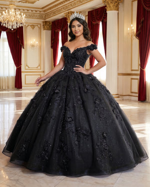 Black Off the Shoulder Puffy Quinceanera Dresses | KISSPROM