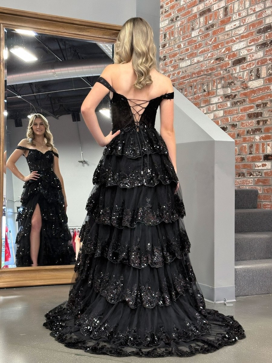 Grey Blue Princess A Line Off the Shoulder Corset Prom Dress with Lace Ruffles