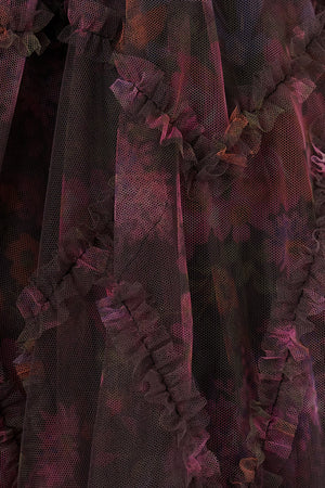 Black Puff Sleeves Ruffles A-line Prints Homecoming Dress (5) | KISSPROM