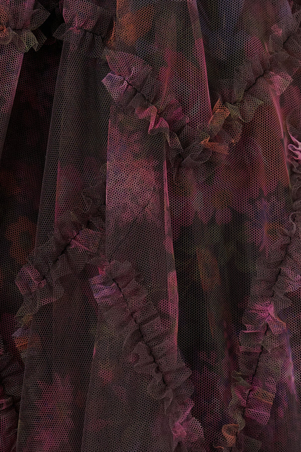 Black Puff Sleeves Ruffles A-line Prints Homecoming Dress (5) | KISSPROM