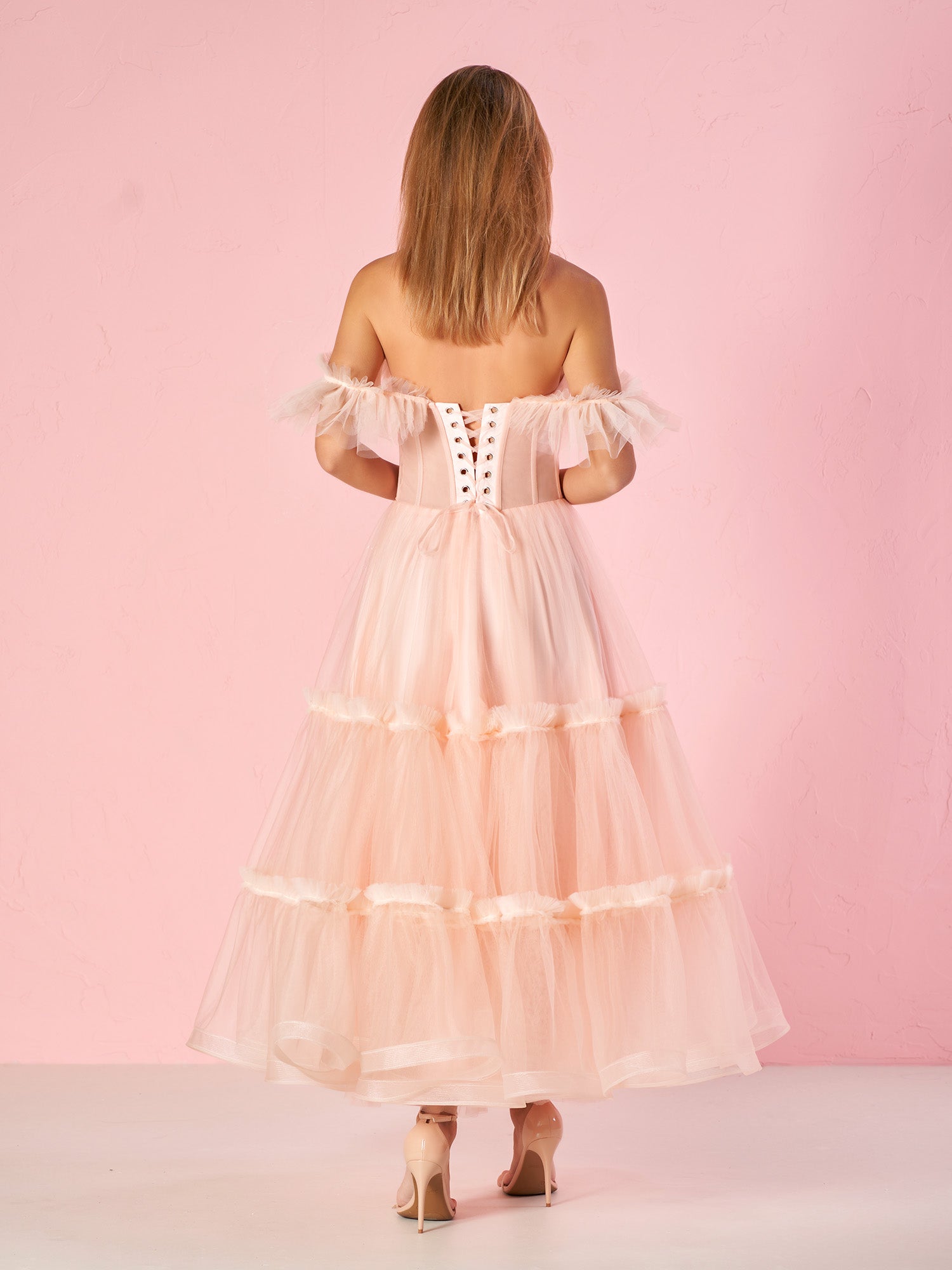 Katalina |A-Line Corset Ruffled Tulle Prom Dress