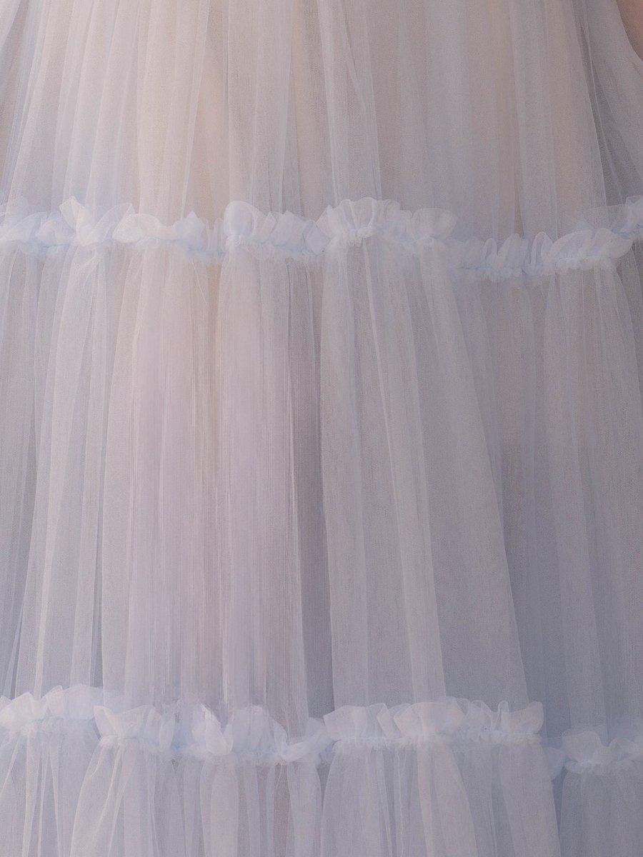 Black Ruffled Tulle Midi Dress