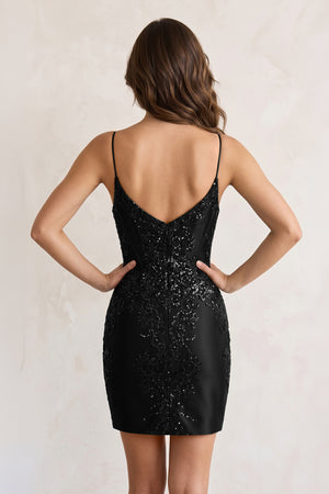 Sheath Short V Neck Satin Homecoming Dress with Appliques