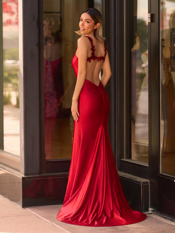 Black Straps Floral Mermaid Long Prom Dress - KissProm
