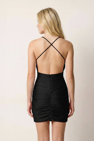 Black Straps Sheath Short Homecoming Dress | KISSPROM