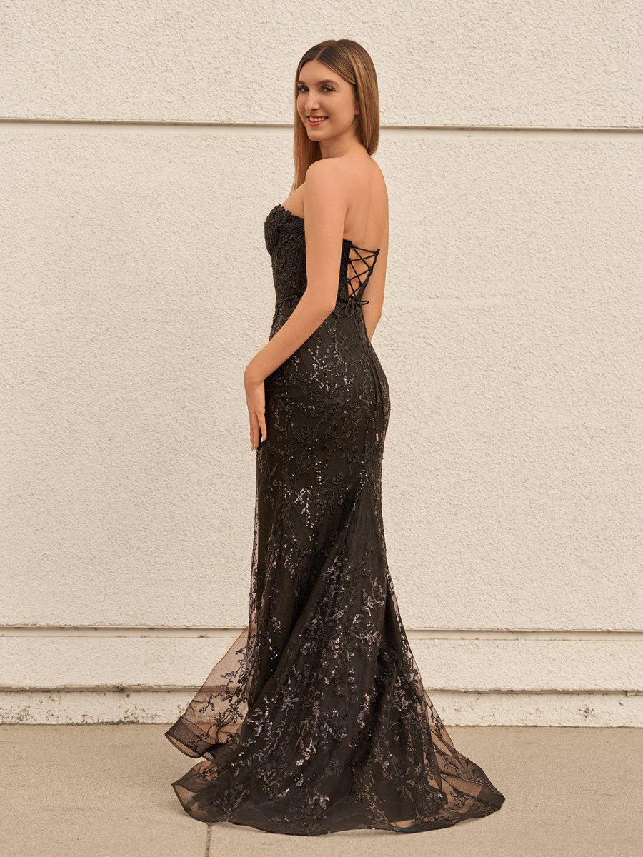 Terry | Black Sweetheart Lace Appliques Mermaid Long Prom Dresses