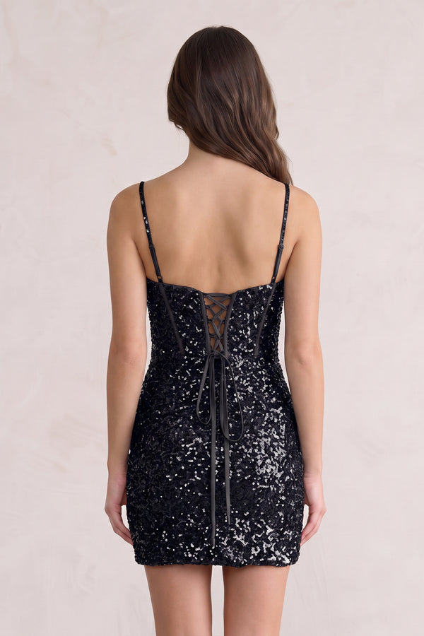 Black Sweetheart Sequins Bodycon Mini Homecoming Dresses (2) | KISSPROM