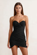 Black Sweetheart Sheath Pleated Chiffon Homecoming Dress | KISSPROM