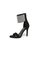 Black Wide Ankle Cuff Open Toe High Heels - KissProm