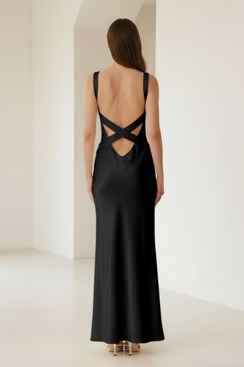 Bliss | Yellow Mermaid Satin V Neck Long Party Dress - KissProm