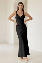 Bliss | Yellow Mermaid Satin V Neck Long Party Dress - KissProm