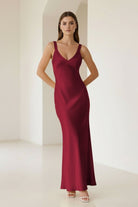 Bliss | Yellow Mermaid Satin V Neck Long Party Dress - KissProm