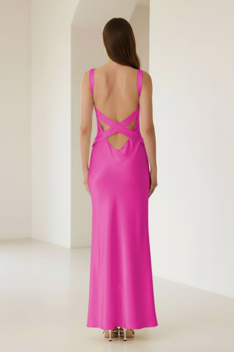 Bliss | Yellow Mermaid Satin V Neck Long Party Dress - KissProm