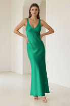 Bliss | Yellow Mermaid Satin V Neck Long Party Dress - KissProm