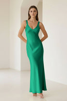 Bliss | Yellow Mermaid Satin V Neck Long Party Dress - KissProm