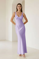 Bliss | Yellow Mermaid Satin V Neck Long Party Dress - KissProm