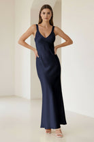 Bliss | Yellow Mermaid Satin V Neck Long Party Dress - KissProm