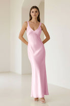 Bliss | Yellow Mermaid Satin V Neck Long Party Dress - KissProm