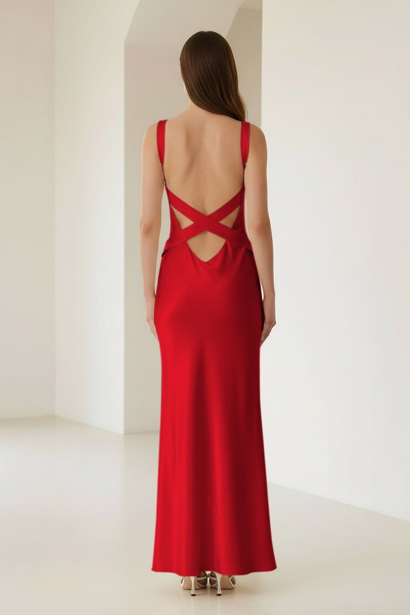 Bliss | Yellow Mermaid Satin V Neck Long Party Dress - KissProm