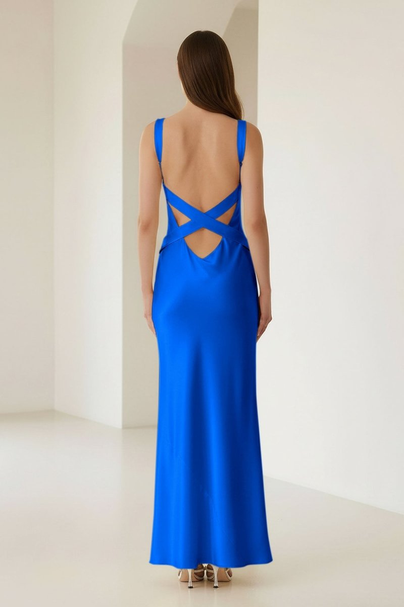 Bliss | Yellow Mermaid Satin V Neck Long Party Dress - KissProm