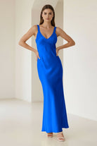 Bliss | Yellow Mermaid Satin V Neck Long Party Dress - KissProm