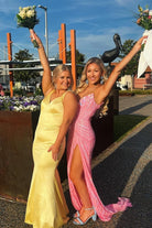 Bliss | Yellow - Mermaid Satin V Neck Long Party Dress-KissProm