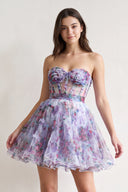 Blue A Line Sweetheart Floral Homecoming Dress | KISSPROM