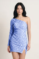 Blue Bodycon One-Shoulder Sequins Mini Party Dresses | KISSPROM