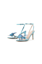 Blue Butterfly Ankle Buckle Open Toe Stiletto High Heels - KissProm