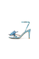 Blue Butterfly Ankle Buckle Open Toe Stiletto High Heels - KissProm