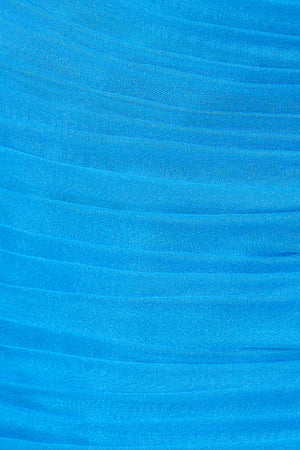 Blue Spaghetti Straps A Line Chiffon Ruffles Homecoming Dresses With Bow-KISSPROM