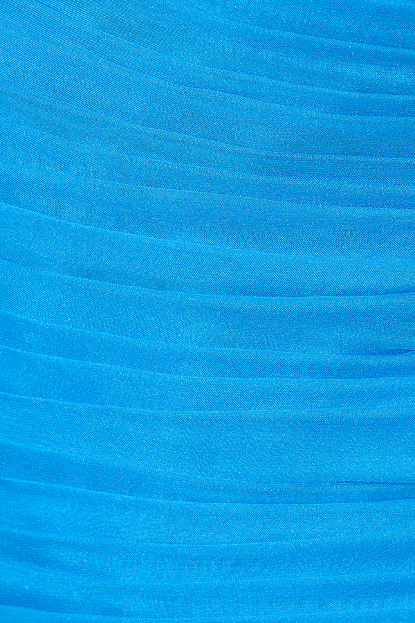 Blue Spaghetti Straps A Line Chiffon Ruffles Homecoming Dresses With Bow-KISSPROM