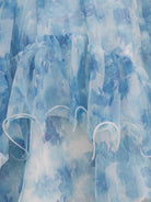 Blue Print Sweetheart Ruffle Homecoming Dress