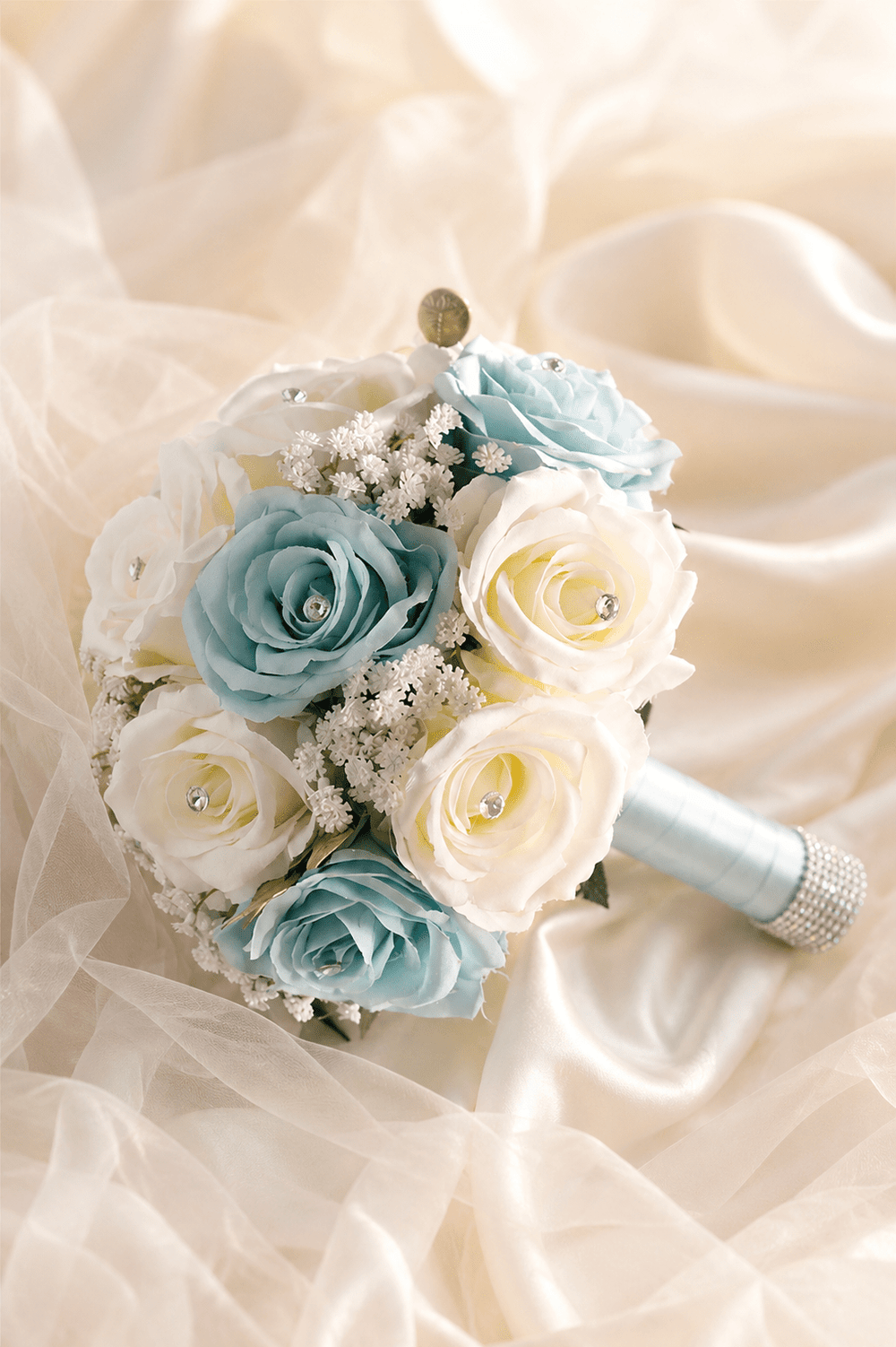 Blue Rose Cascade Wedding Flower Bouquets - KissProm Accessories
