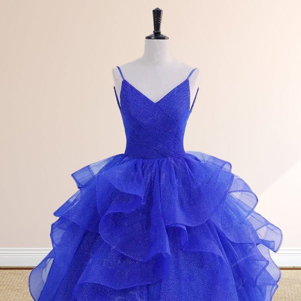 Maelle | Royal Blue Spaghetti Strap Quinceanera Dresses V-neck with Ruffles