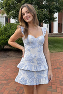 Blue Sweetheart A-Line Jacquard Homecoming Dress with Ruffles | KISSPROM