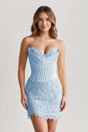 Blue Sweetheart Corset Bodycon Lace Short Homecoming Dress | KISSPROM